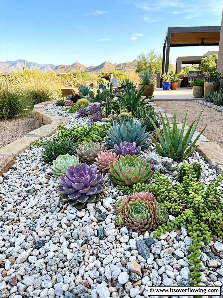 Rock mulch for succulents - 25 upcycled garden ideas with stones