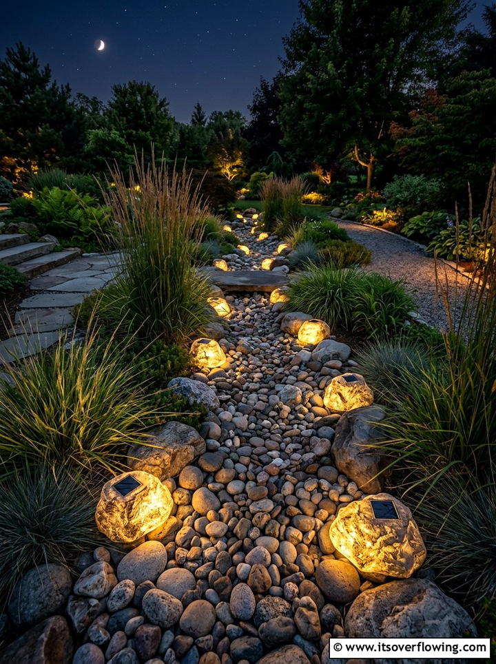 Rock shaped solar lights for landscaping - 25 garden ideas with solar lights