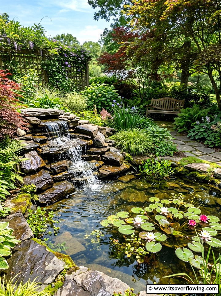 Rock water feature - 25 garden ideas with rocks