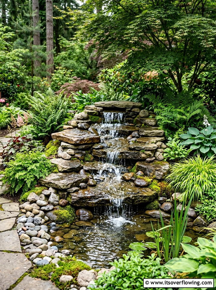 Rock water feature - 25 upcycled garden ideas with stones