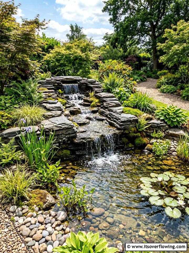 Rock waterfall feature - 25 backyard ideas with rocks