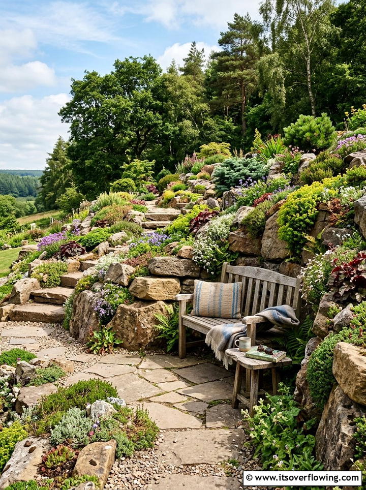 Rockery Garden Seating Nook - 25 creative garden ideas with seating nooks