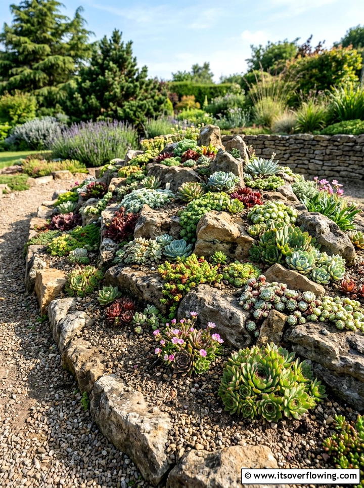 Rockery With Succulents - 25 backyard ideas with succulents