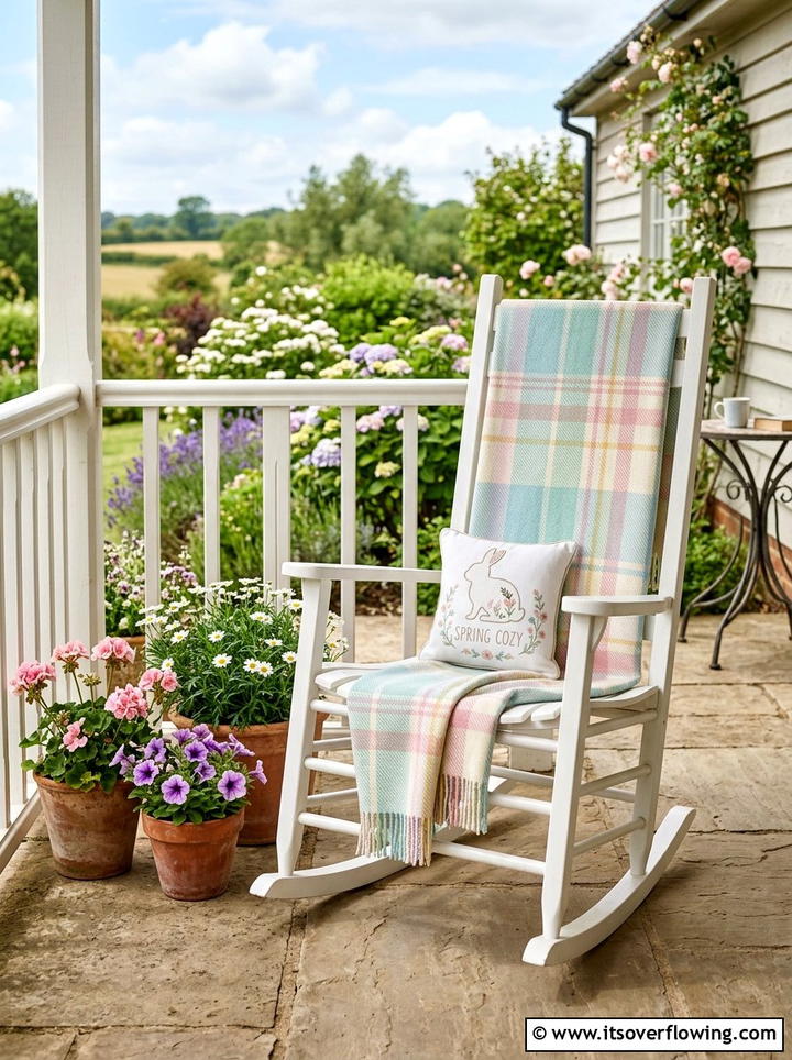 Rocking Chair Spring Throw Blanket - 25 front porch decor ideas for easter