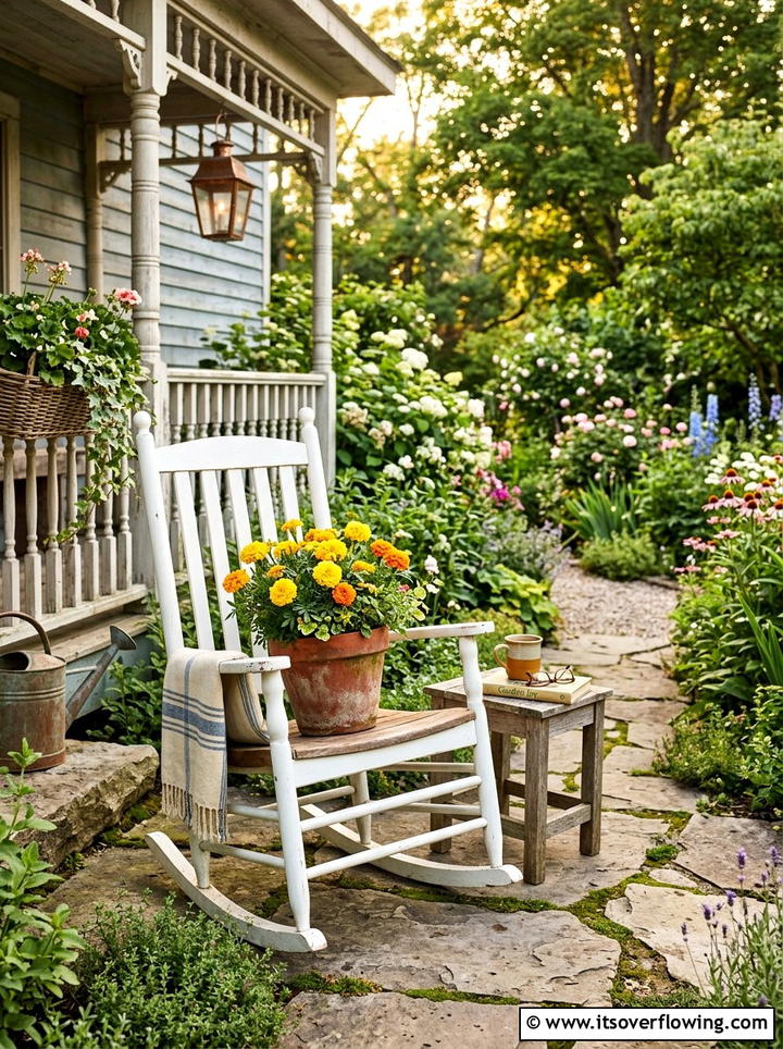 Rocking chair garden decor - 25 upcycled garden ideas with old chairs