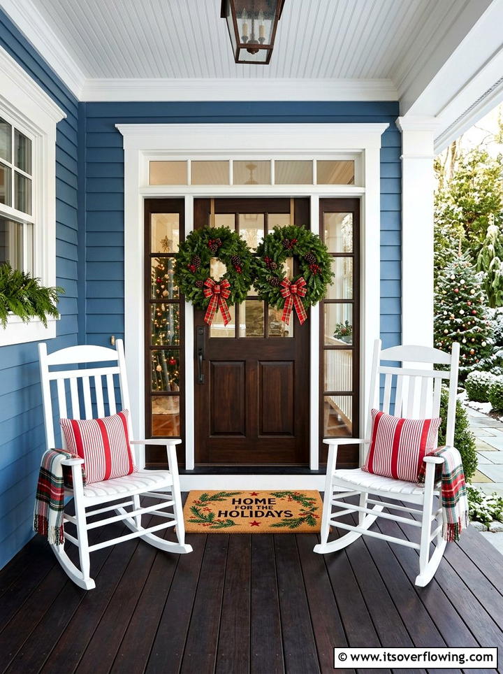 Rocking chair porch layout - 25 front porch ideas with holiday doormat