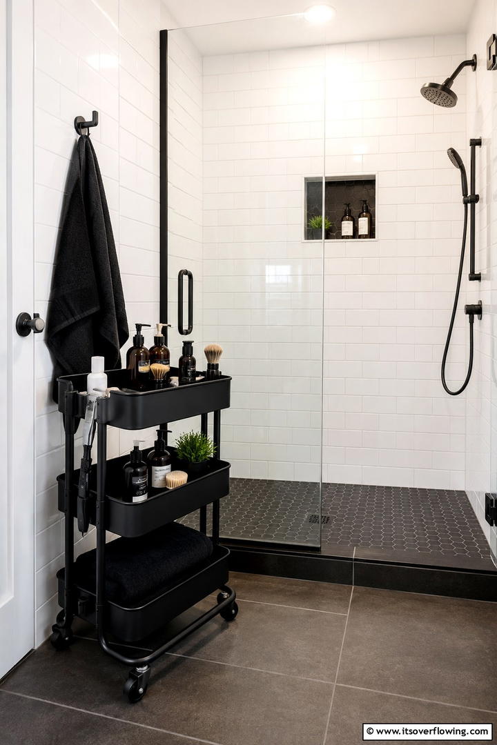 Rolling Carts for Mobile Convenience - 30 Shower Storage Ideas to Declutter Your Bathroom