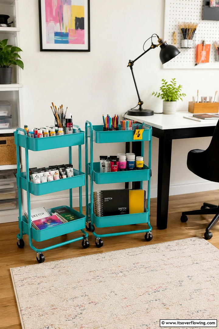 Rolling Craft Carts - 30 Small Craft Room Ideas for Organized Creative Spaces