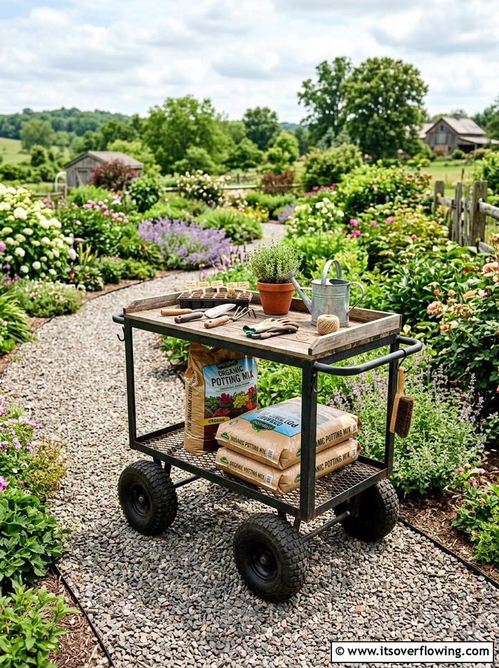 Rolling Potting Cart With Wheels - 25 backyard ideas with potting station
