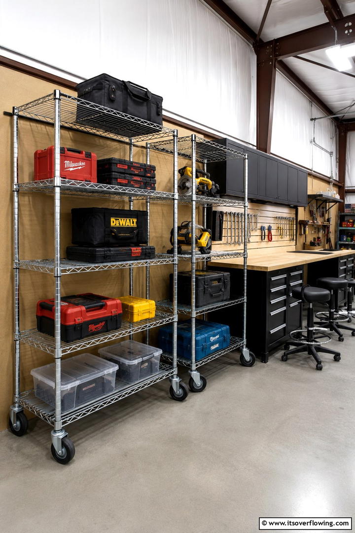 Rolling Shelving Units - 30 Shed Shelving Ideas for Optimal Storage Solutions