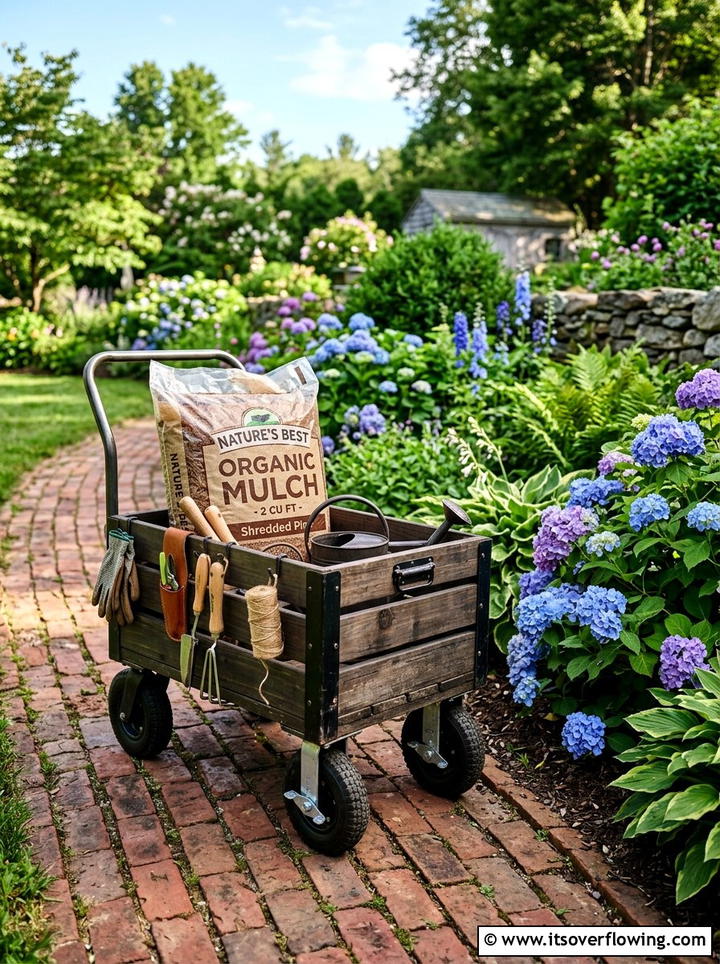 Rolling garden crate cart - 25 garden ideas with old crates