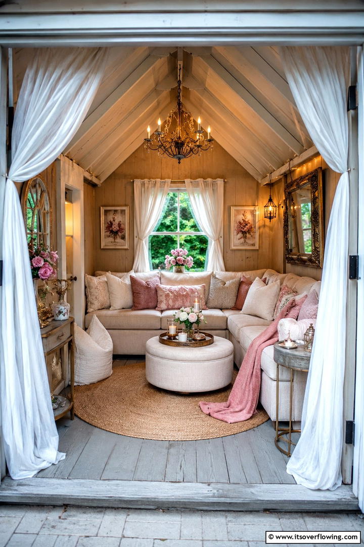 Romantic Hideaway Nook - 30 She Shed Interior Ideas for Personalized Retreats