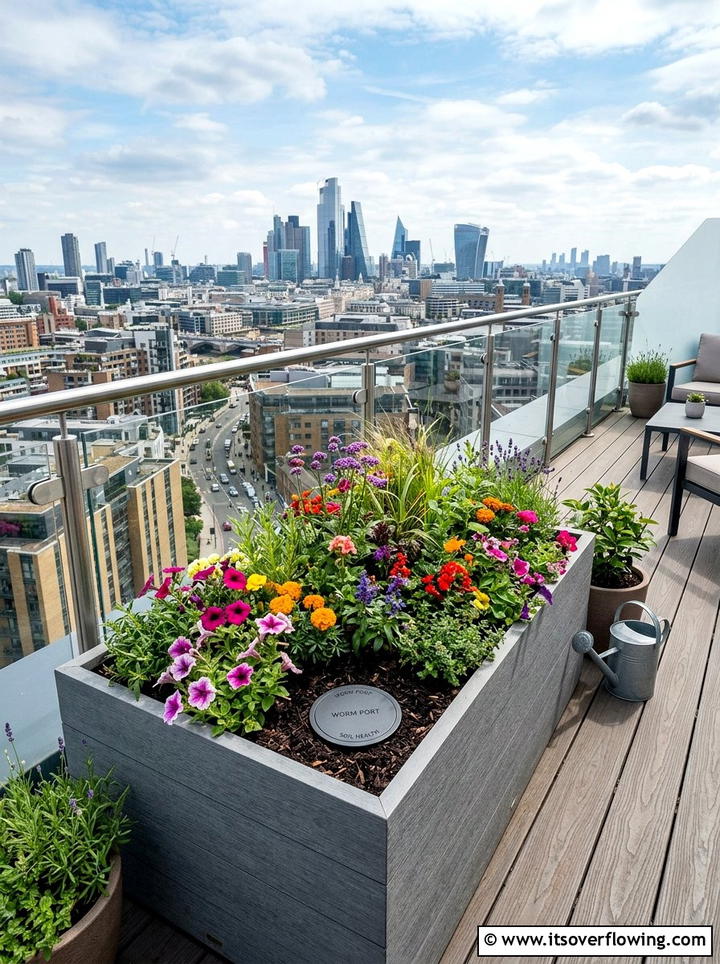 Rooftop Garden Planter With Worm Port - 25 creative garden ideas with composting stations
