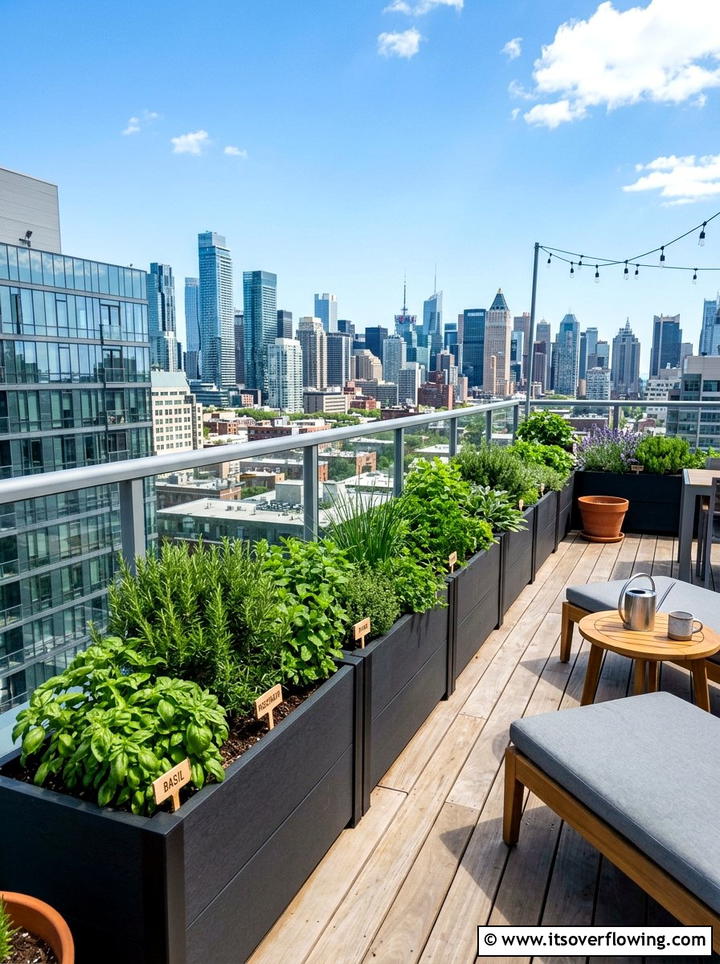 Rooftop Herb Garden - 25 backyard ideas with herb garden