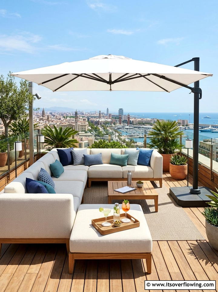 Rooftop Lounge Area With Sunshade - 25 creative garden ideas for rooftops