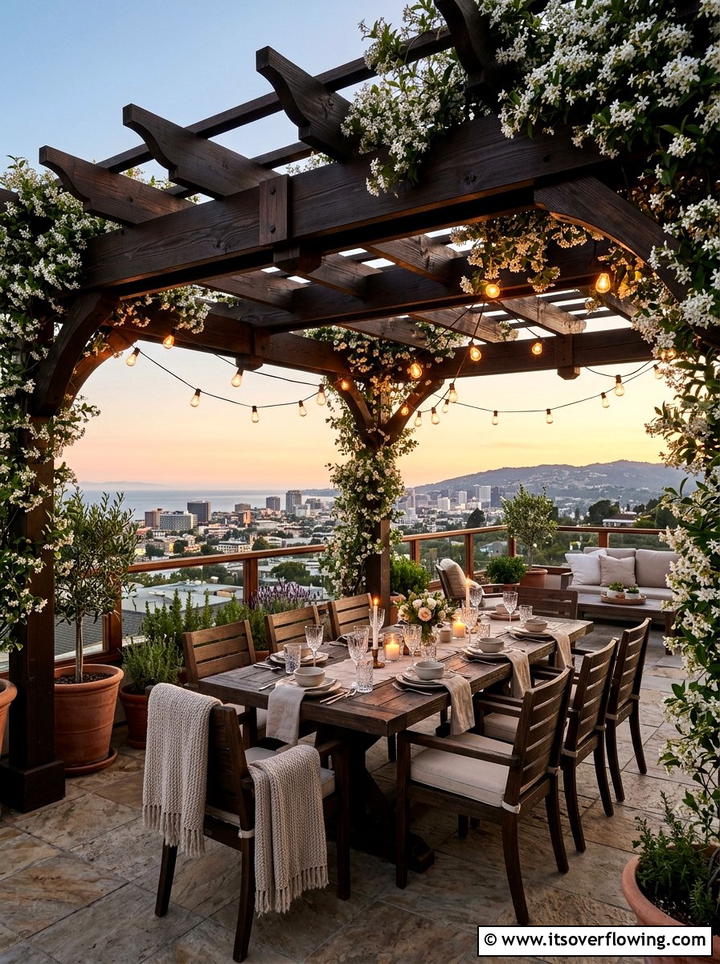 Rooftop Pergola With Climbing Plants - 25 creative garden ideas for rooftops