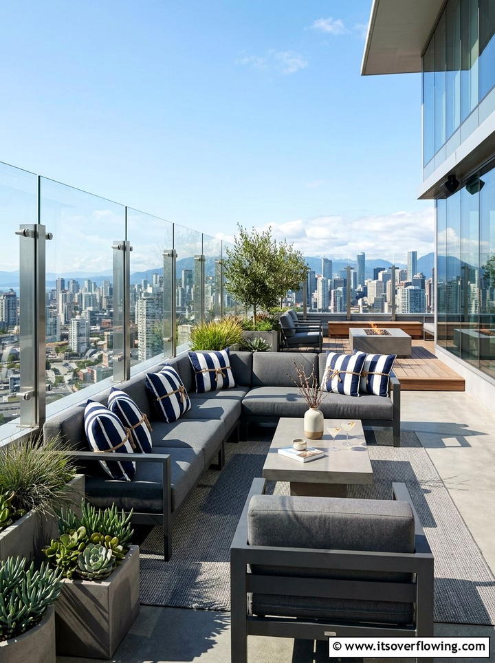 Rooftop Terrace Lounge - 25 backyard decorating ideas with pillows