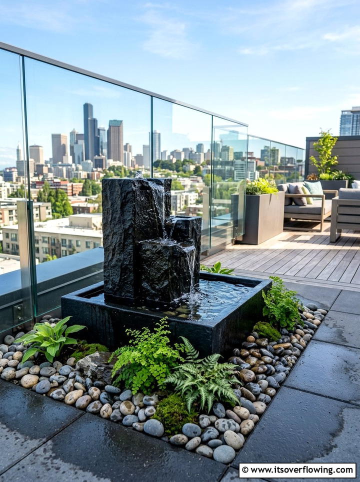 Rooftop Water Feature - 25 creative garden ideas for rooftops
