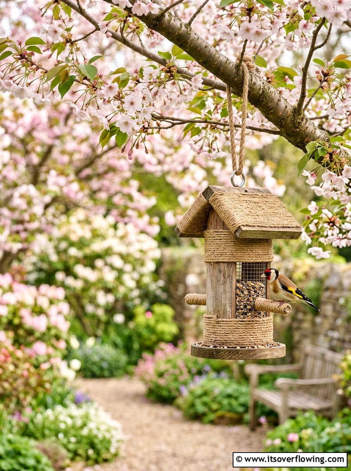 Rope Bird Feeder - 25 upcycled garden ideas with rope