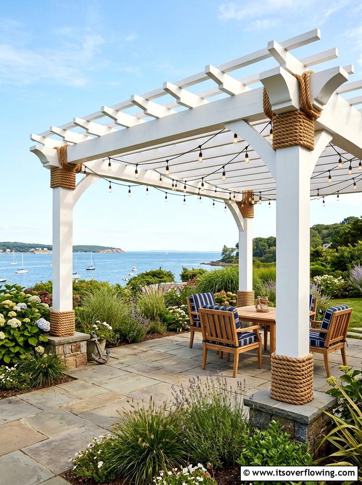 Rope Decorated Pergola - 25 garden ideas with rope projects