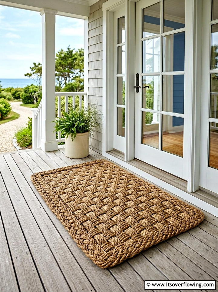 Rope Door Mat - 25 upcycled garden ideas with rope