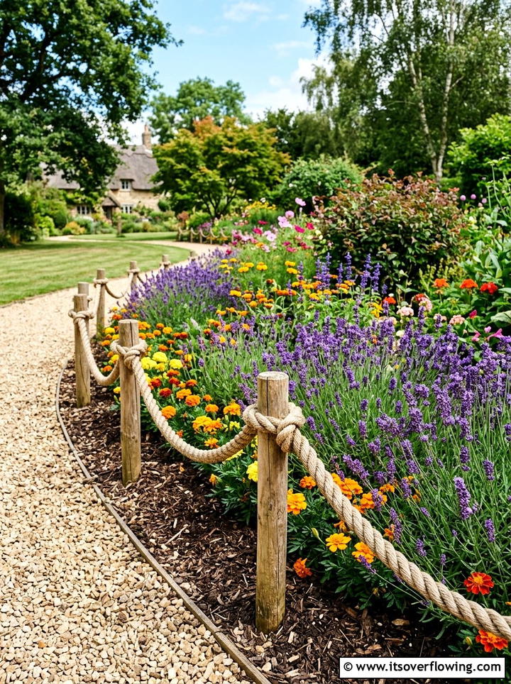 Rope Garden Border - 25 upcycled garden ideas with rope