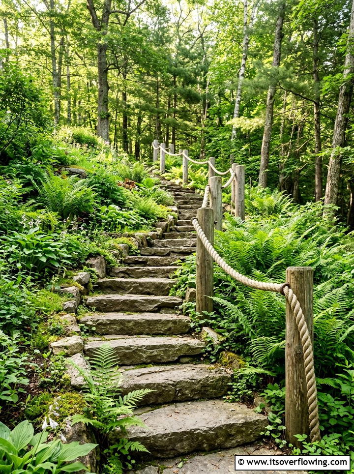 Rope Garden Stairs - 25 garden ideas with rope projects
