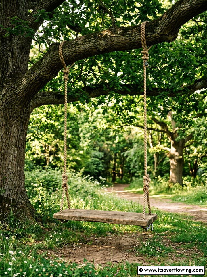 Rope Garden Swing - 25 upcycled garden ideas with rope
