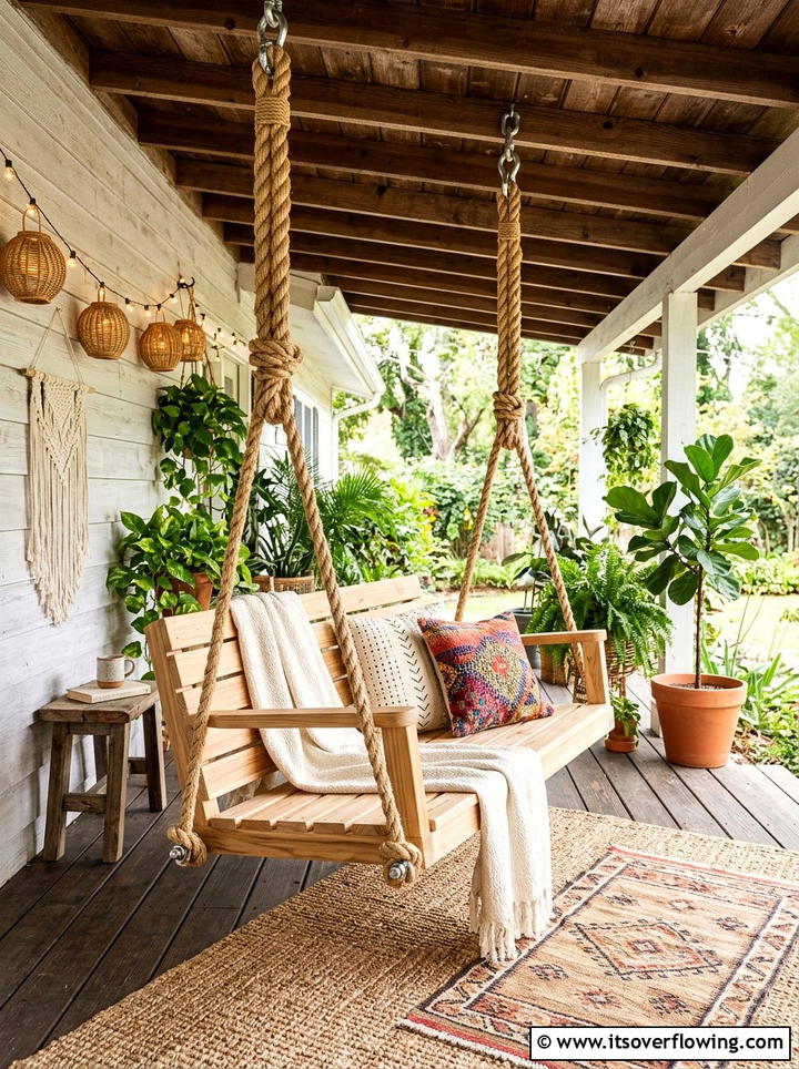 Rope Hung Porch Swing - 25 front porch ideas with porch swing