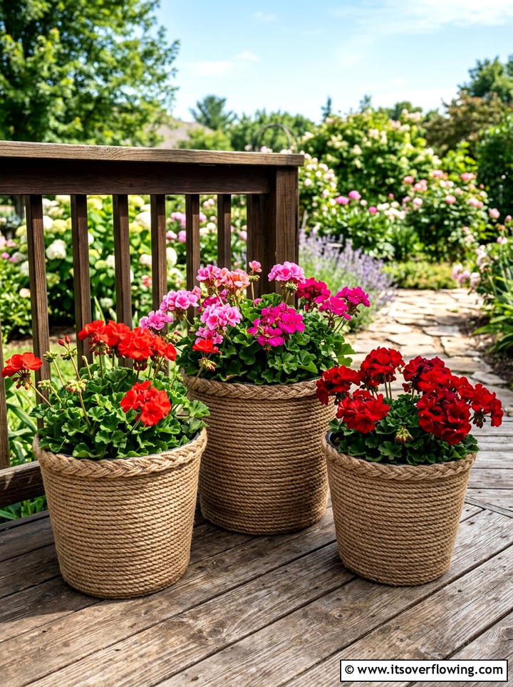 Rope Planter Pots - 25 garden ideas with rope projects