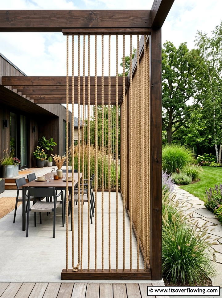 Rope Privacy Screen - 25 garden ideas with rope projects