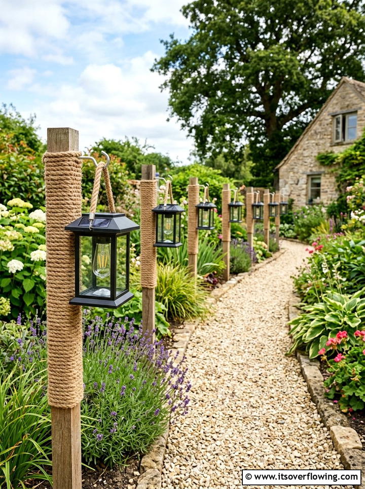 Rope Solar Light - 25 upcycled garden ideas with rope