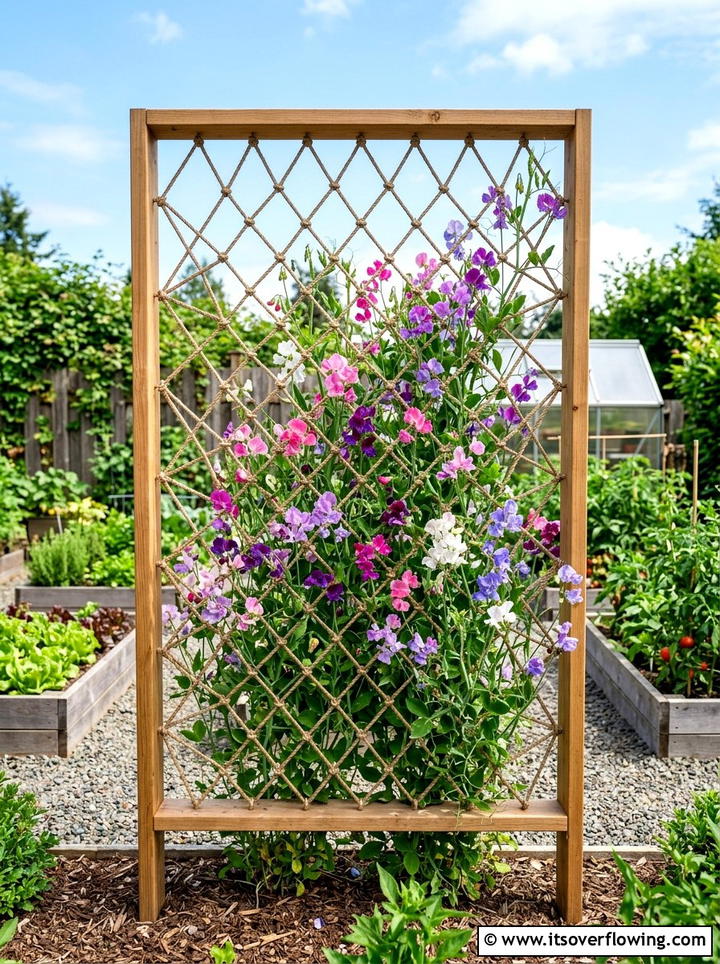 Rope Trellis - 25 upcycled garden ideas with rope