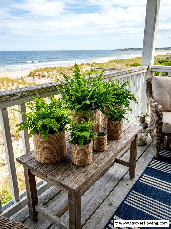 Rope Wrapped Planters - 25 upcycled garden ideas with tin cans