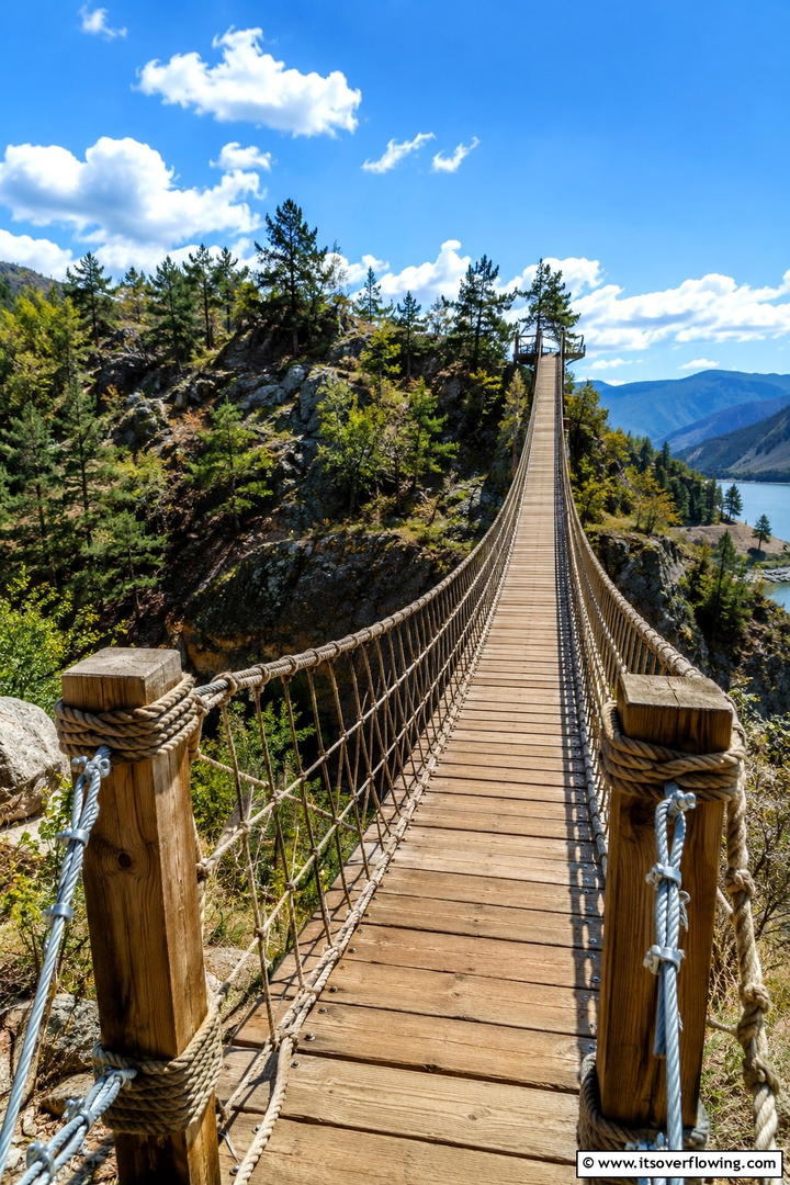 Rope and Wood Suspension Bridge - 20 Garden Bridge Ideas for a Serene Backyard