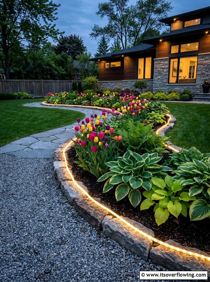 Rope light for flower bed - 25 garden decor ideas with lights