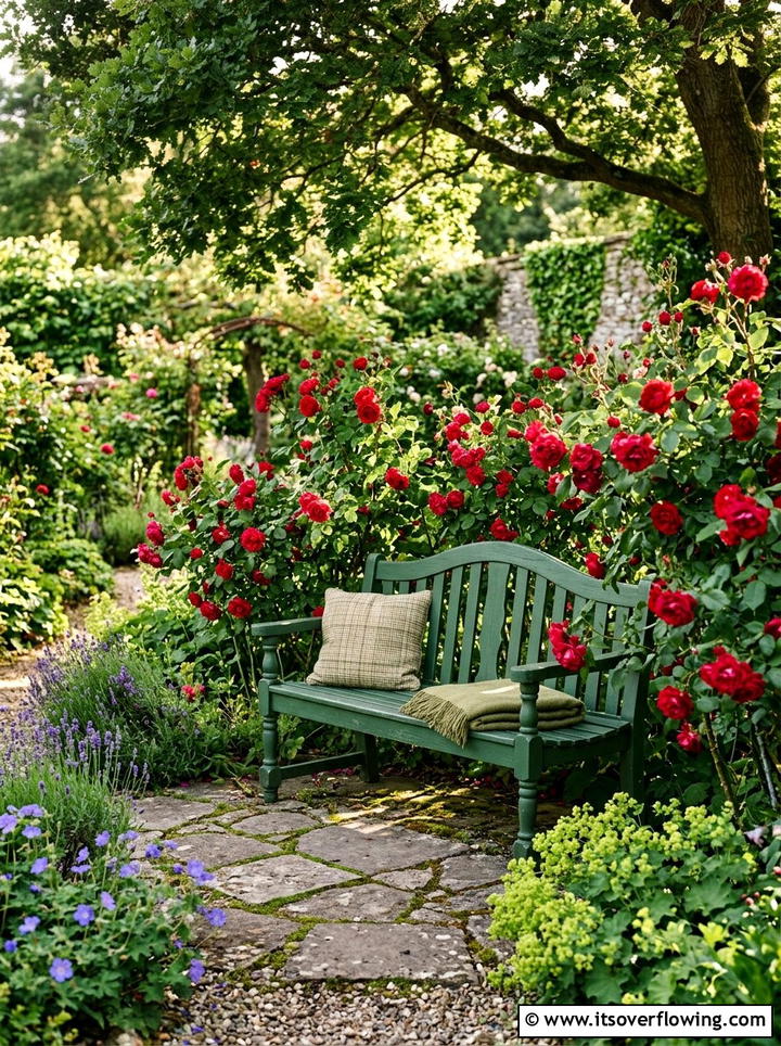 Rose Garden Bench - 25 garden ideas with roses