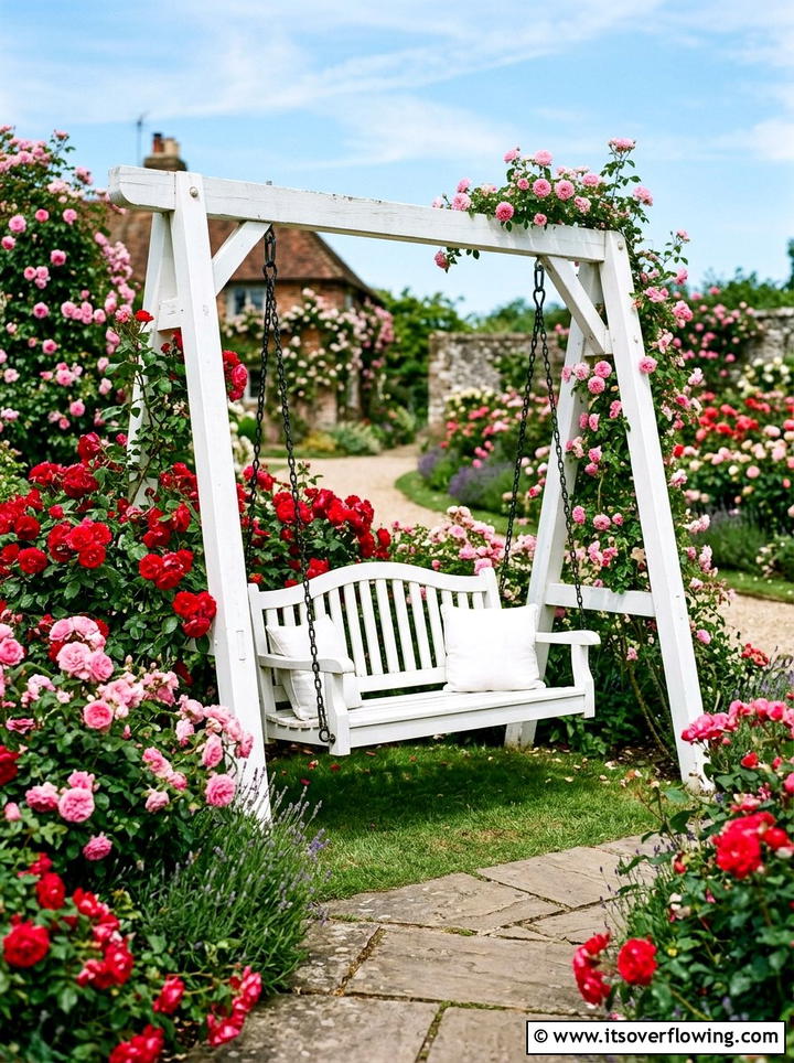 Rose Garden Porch Swing - 25 garden design ideas for reading nooks