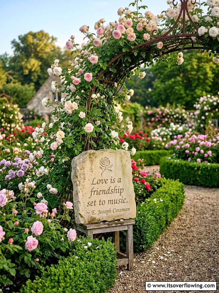Rose Garden Romantic Quotes - 25 creative garden ideas with quote stones