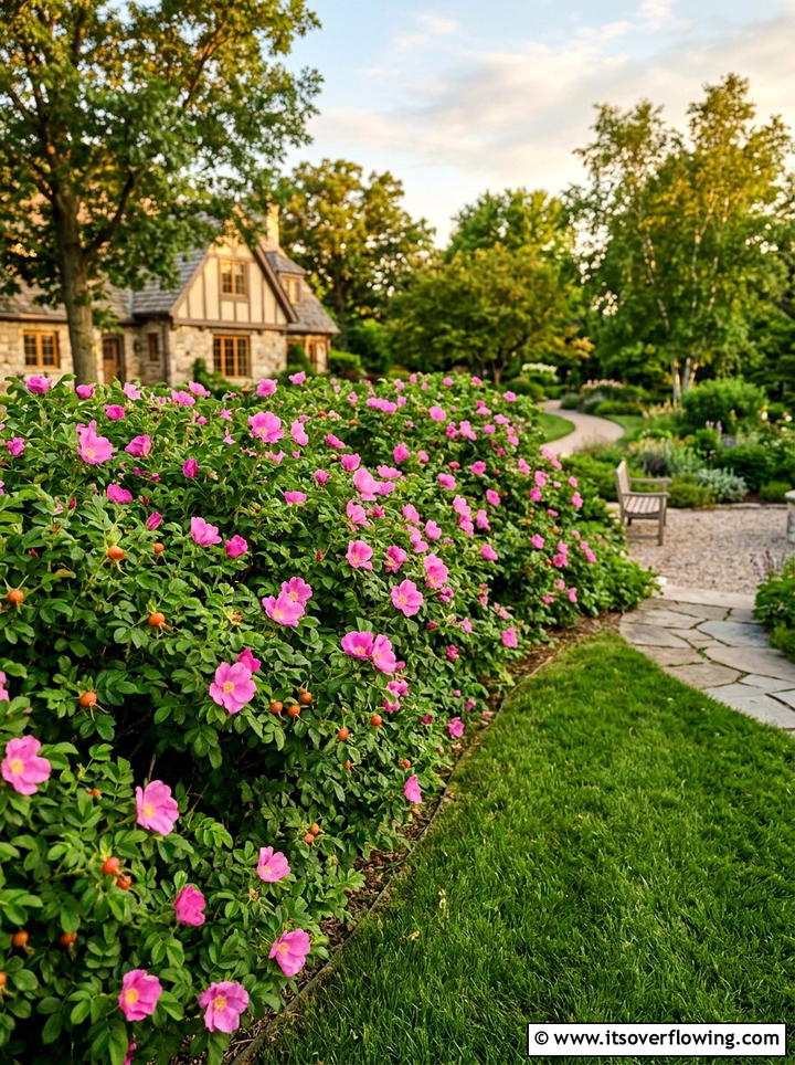 Rose Hedge Privacy Screen - 25 garden ideas with roses