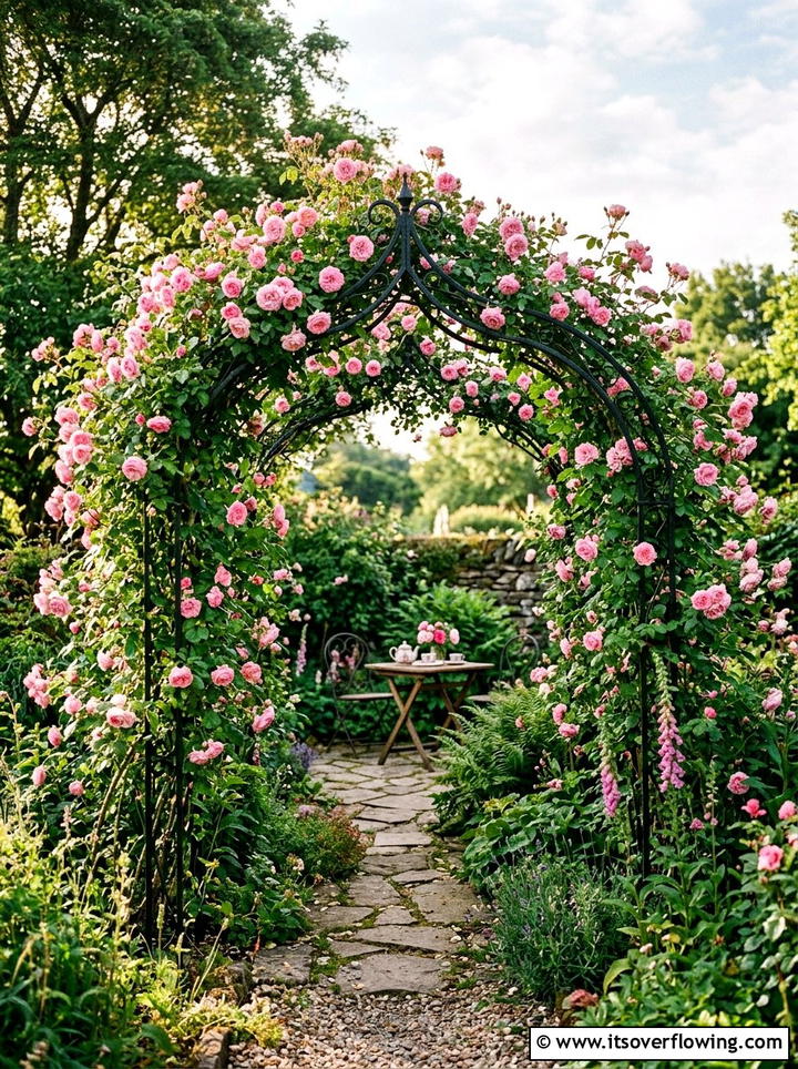 Rose bush arbor - 25 creative garden ideas with hidden garden corners