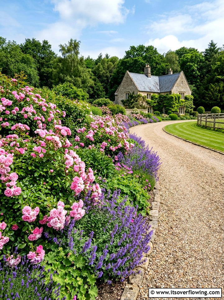 Rose bush driveway border - 25 garden design ideas for driveways