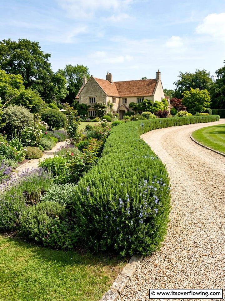 Rosemary Hedge Border - 25 garden ideas with herbs
