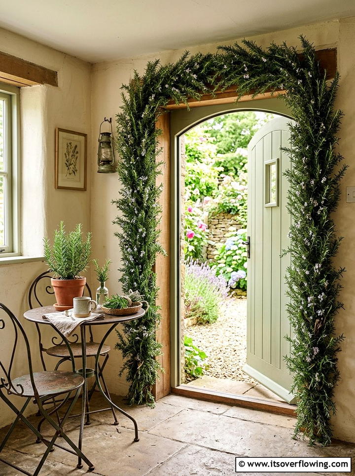 Rosemary herb door frame - 25 front porch ideas with door garland