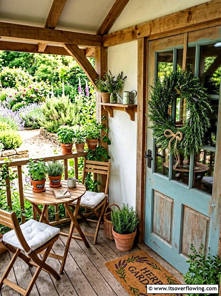 Rosemary herb wreath porch - 25 front porch decor ideas with wreaths