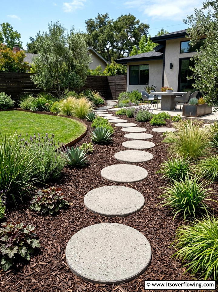 Round Concrete Pavers - 25 garden ideas with stepping stones