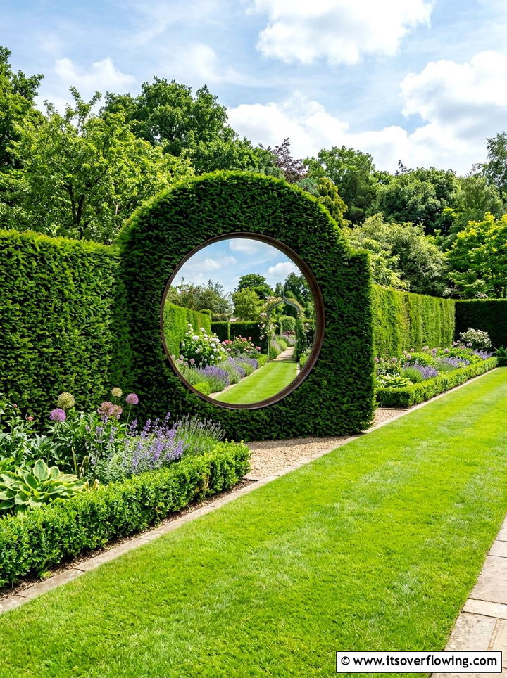 Round Mirror For Garden Hedge - 25 garden decor ideas with mirrors