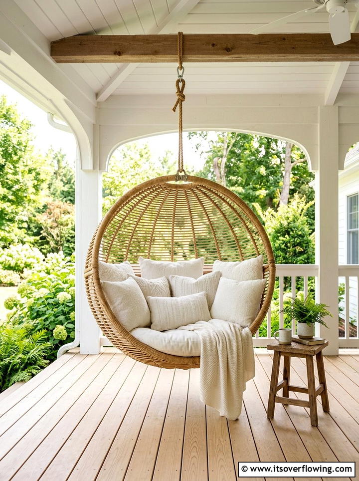 Round Nest Hanging Chair - 25 front porch ideas with hanging chair