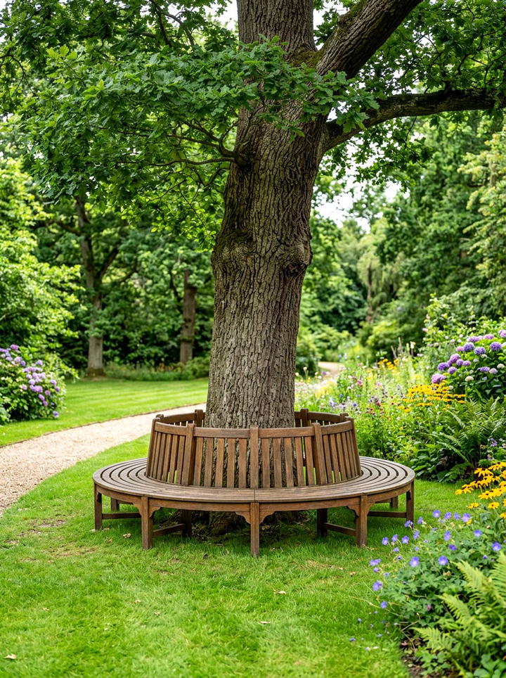 Round Tree Bench - 25 backyard decorating ideas on a budget