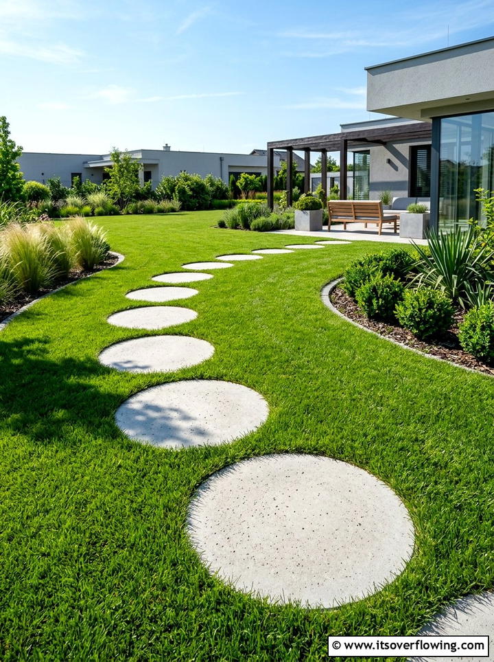 Round concrete pavers - 25 garden decor ideas with stepping stones